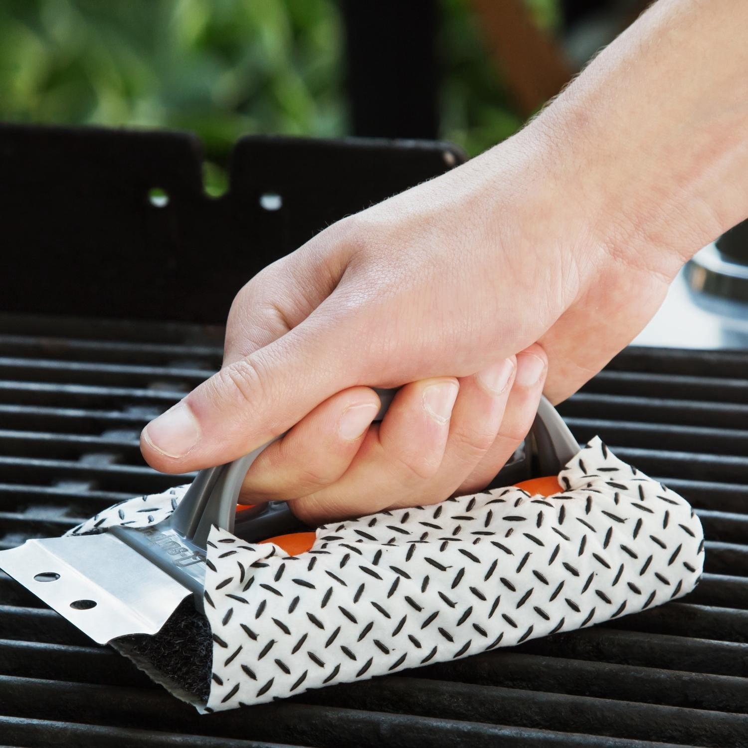 Q-Swiper BBQ Grill Cleaner Gift Bundle Set - 1 Q-Swiper Grill Brush, 65 Q-Swiper Grill Cleaning Wipes and 2 Q-Swiper Reusable Grill Cloths. Safe Way to Clean BBQ Grill Grates and Grill Exterior.