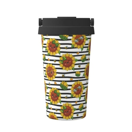 

Goofa Cute Sunflowers for Insulated Travel Coffee Mug Spill Proof Leak Proof 16 OZCoffee Tumbler Reusable Coffee Cups with Lids Thermos for Hot and Cold Drink