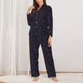 thumbnail image 2 of Yiaed Copper-Gold Gloss Outline Rose1 Print Pajamas Women's Long Sleeve Sleepwear Soft Button Down Loungewear Pjs Lounge Set Nightwear Womens Pajama Pants-Medium, 2 of 7