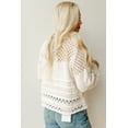 thumbnail image 3 of Timeless and Versatile: White Solid Color Pointelle Knit Sweater with Puff Sleeves - [ZhiHiMeRi] | (US 18-20)2XL,White, 3 of 7