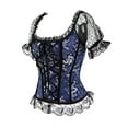 thumbnail image 3 of Aboser Womens Corset Tops Trendy Plus Size Brocade Lace Trim Bustier Top Short Sleeve Boned Overbust Corsets Bodyshaper Going Out Tops, 3 of 7