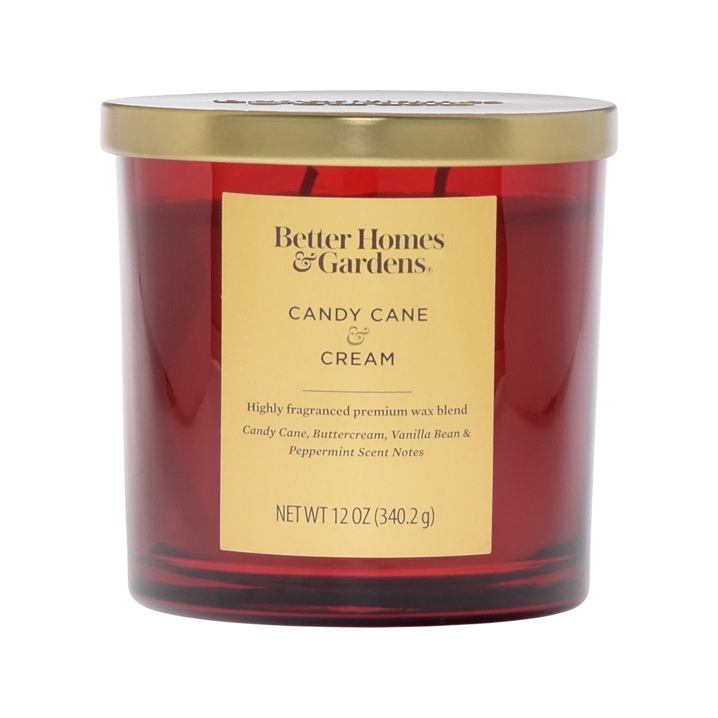 Better Homes & Gardens 12oz Candy Cane & Cream Scented 2-Wick Shiny Jar candle