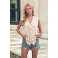 thumbnail image 4 of Knit Vest for Women Spring Summer V Neck Sleeveless Sweater Button Down Cardigan Casual Cute Tank Tops Apricot XL, 4 of 9