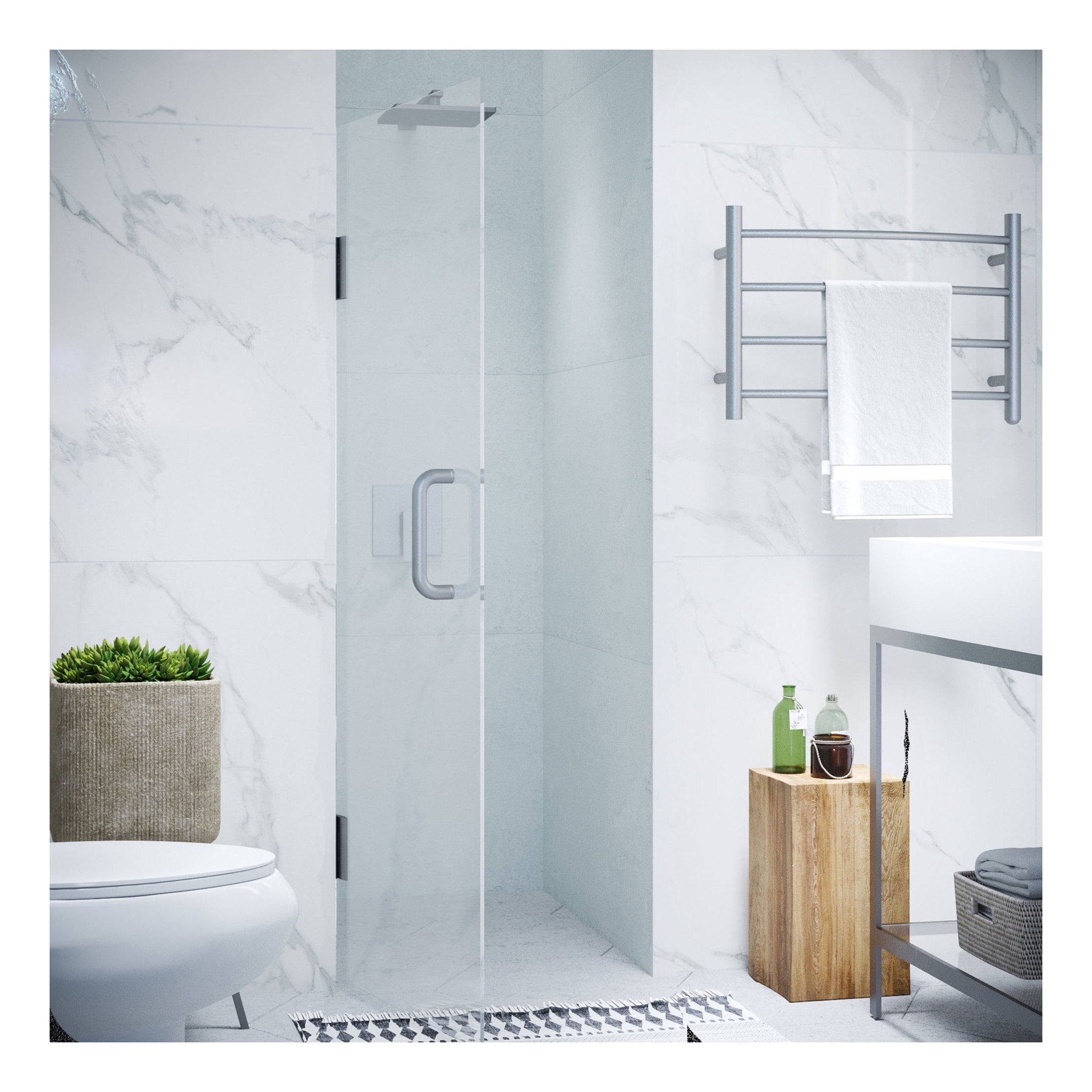 Passion Series 24 in. x 70 in. H Hinged Frameless Shower Door in
