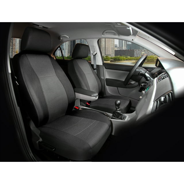 AUTO DRIVE Jacquard 2PCS Low Back Front Seat Cover Black