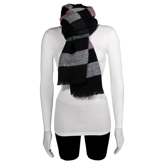 FB Jewels Black/Pink/Grey Stripe Fashion Scarf