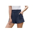 thumbnail image 3 of Asklazy Women’s Linen Shorts with Elastic Waist and Drawstring, Casual Summer Beach Shorts with Pockets,Mother's Day，Navy Blue,2XL, 3 of 7
