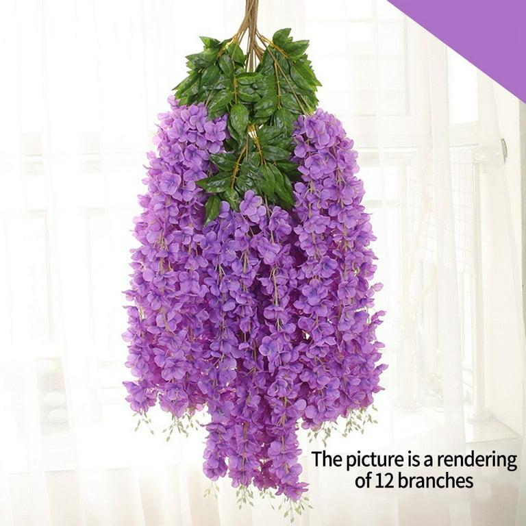 12PCS Fake Ivy Leaves, Artificial Greenery Vines & Wisteria Flower