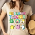 thumbnail image 4 of One Lucky Teacher Graphic T-Shirt | Cute Rainbow Clover School Tee, Maroon, S, 4 of 6