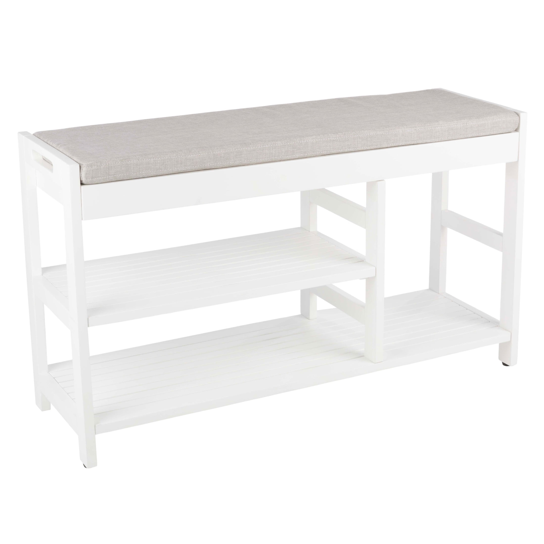 Lavish Home 3-Tier Shoe Bench with Cushioned Seat for Entryway (White)