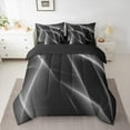 thumbnail image 2 of Manfei Geometric Geometric Lines Twin Bedding Sets 7-Piece,Modern Abstract Art Bedding Comforter Set,Gray Black Ribbon Sheet Sets For Teens,Microfiber Bedroom Decor,Reversible, 2 of 8