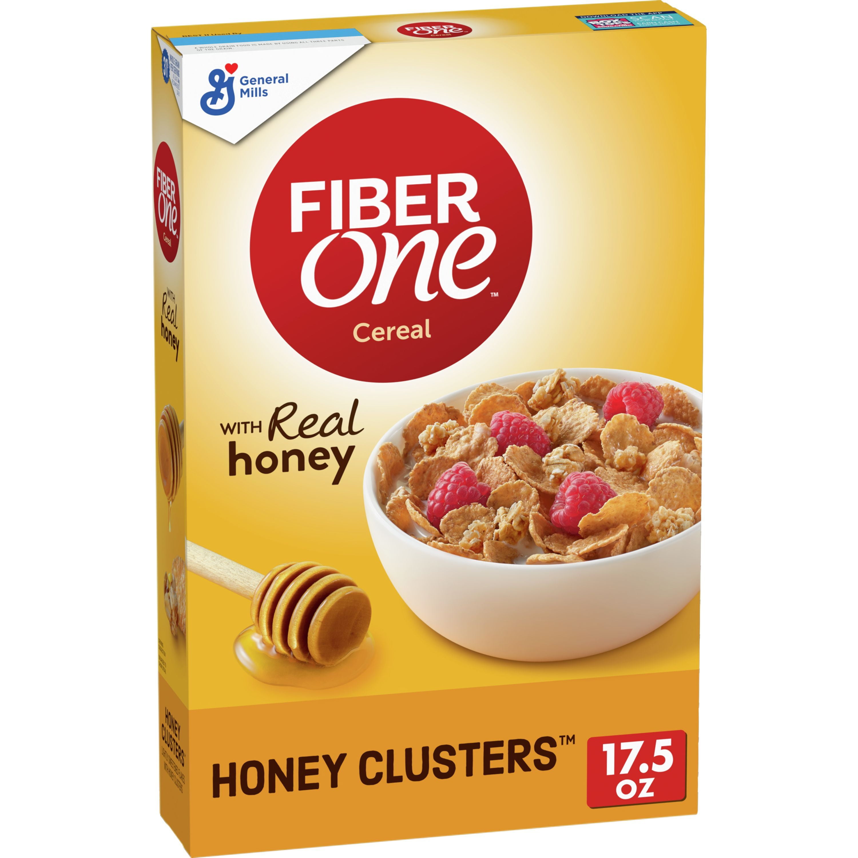 Fiber One Breakfast Cereal, Honey Clusters, High Fiber, Whole Grains, 17.5 oz