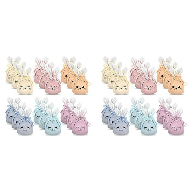 36 Bolsas de Regalo de Conejito de Pascua, Bolsas con Cordón de Terciopelo con Orejas de Conejo, Bolsas de Regalo de Conejito, Recuerdos de Fiesta de Conejito, 6 Colores