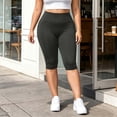 thumbnail image 2 of HomeDM Plus Size Capri Leggings for Women High Waist Workout Yoga Pants Gray Lounge Tummy Control Running Size 3XL, 2 of 6