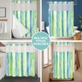 thumbnail image 5 of No Hook Shower Curtain with Snap in Liner, Watercolor Green Blue Stripe Waterproof Bath Curtain Double Layers with See Through Top Window, Modern Abstract Line Texture Hotel Shower Curtains 72x72in, 5 of 9