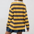 thumbnail image 4 of felwors Women's Oversized Striped Polo Sweatshirt Long Sleeve Rugby Collared Pullover Tops Loose Fit Shirt Yellow, M, 4 of 7