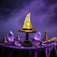 thumbnail image 3 of Halloween Stained Glass Witch LED Hat Lamp, Handmade Gothic Witch Hat Night Light for Indoor Outdoor Party & Spooky Halloween Decoration Gifts, 3 of 6