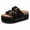 Black, variant on Women's Platform Slide Sandals with Cork Footbed & Double Buckles, Summer Chunky Slides for Women, Summer Beach Shoes Indoor Outdoor
