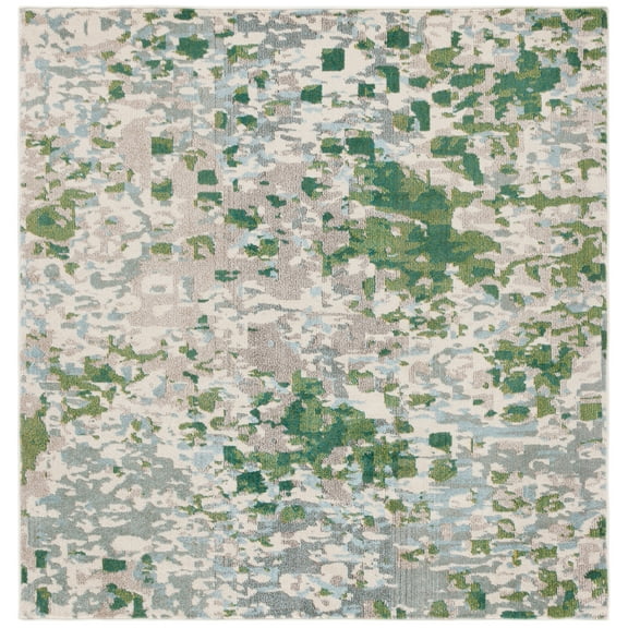SAFAVIEH Monaco Driskoll Abstract Area Rug, Green/Blue, 6'7" x 6'7" Square