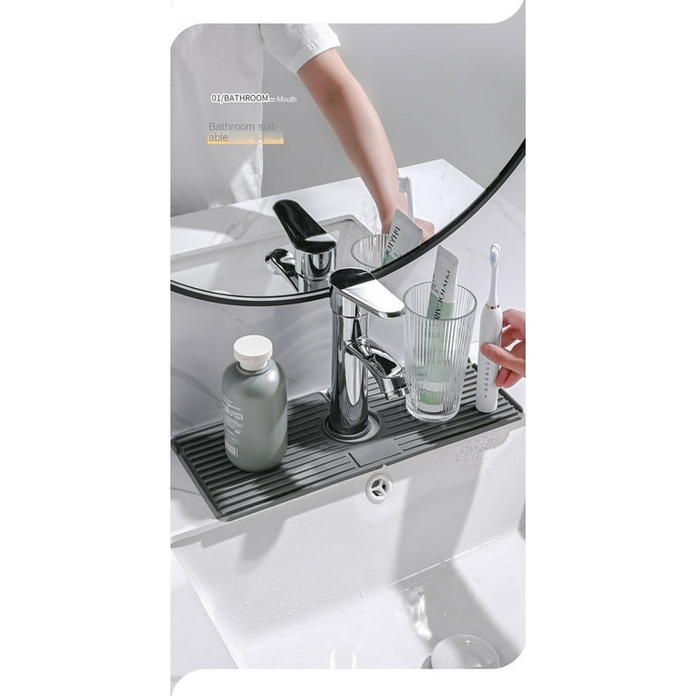 Silicone Sink Splash Guard with Drainage Mouth Self Draining Soap