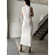 thumbnail image 4 of Vestido blanco ajustado sin mangas para mujer, vestido sexy ajustado de cuello alto, moda de verano 2024, vestidos largos de punto, 4 of 5