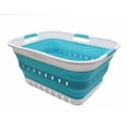 thumbnail image 3 of Cesto para ropa sucia SAMMART, plástico plegable, 42 L, blanco/azul, 3 of 7