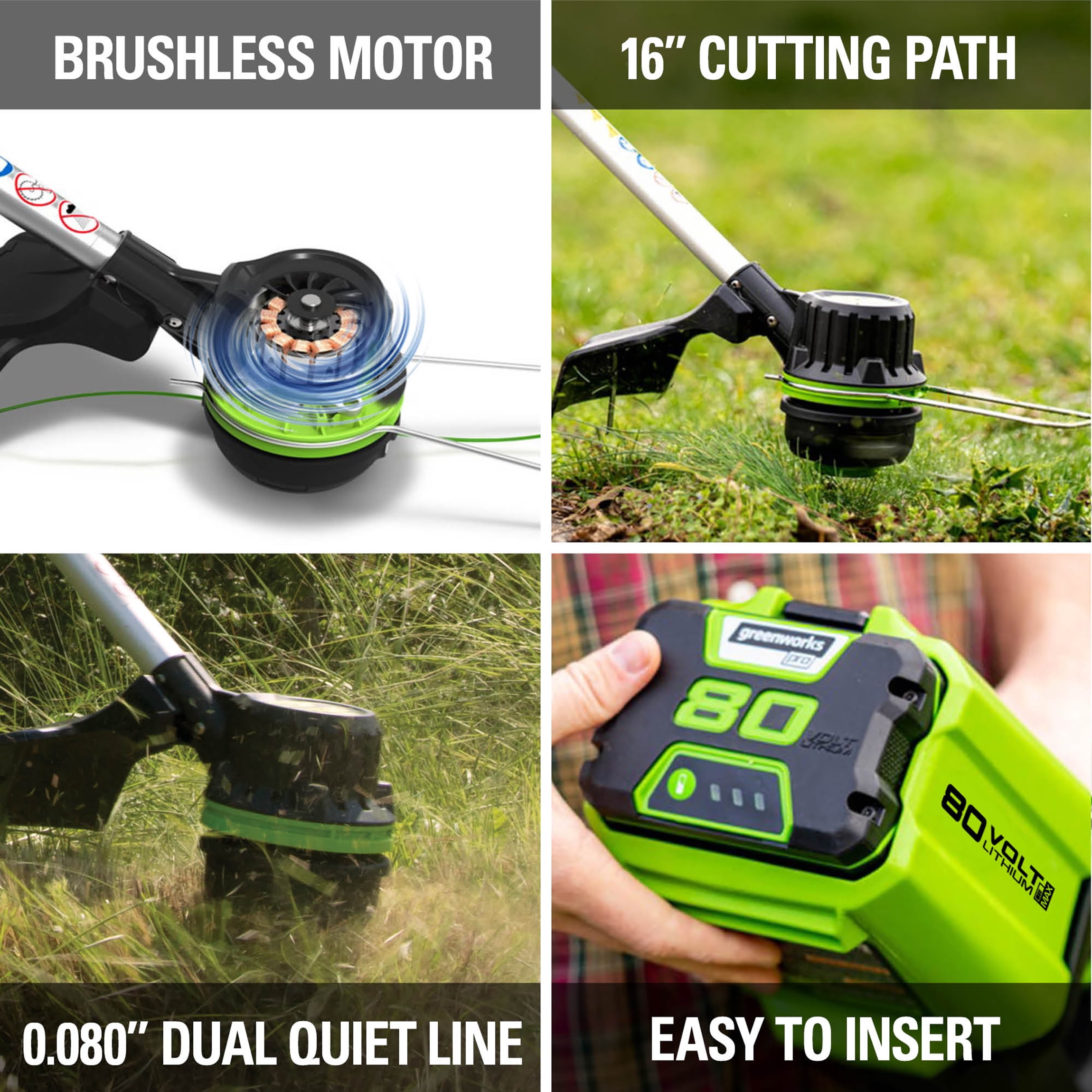 Greenworks PRO 80V 16-inch Cordless String Trimmer with 2.0 Ah Battery and Charger, 2100102 Greenworks PRO 80V 16-inch Cordless String Trimmer with 2.0 Ah Battery and Charger, 2100102 - 3