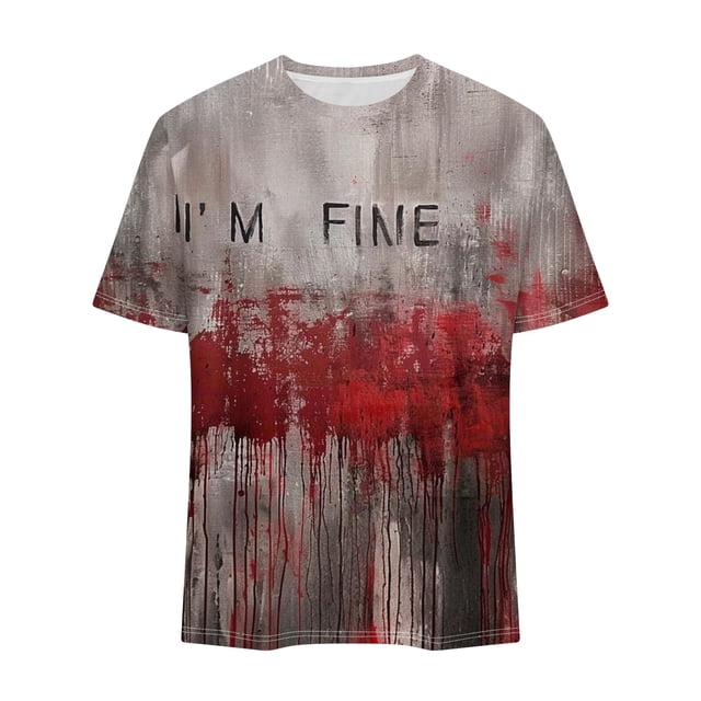 Camisas de Manga Corta para Hombre Impresas Cuello Redondo Camisa de Manga Corta, Top de Moda Casual para Hombres de Uso Diario Y Al Aire Libre