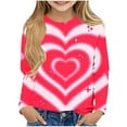 thumbnail image 2 of Girls Hot Pink Heart Print Long Sleeve Top - Sparkly Soft Stretch Crewneck, Easy Care for 3-13 Years,Size 11 T, 2 of 5