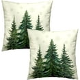thumbnail image 2 of Pine Tree Throw Pillow Covers 20x20 Set of 2, Green Rustic Style Natural Forest Winter Snowflake Cotton Square Decorative Pillowcase Cushion Cover for Home Sofa Bed Outdoor, 2 of 4