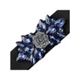 thumbnail image 2 of Cinturones elásticos para mujeres, banda de cintura vintage elegante con flor de rosa de strass para vestido abrigo 80x6cm/31.5x2.4" banda negra-azul, 2 of 6
