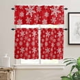 thumbnail image 2 of Red and Kitchen Curtains and Valances Set, White Snowflake Winter Christmas Rod Pocket Window Valance 18 Inch Window Curtain Panels for Living Room Bedroom Laundry, 27.5x24in, 3 Pieces, 2 of 7