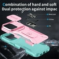 thumbnail image 5 of For iPhone 16 Pro Max Slim Fit Shockproof Hybrid with Slide Camera Cover & Rotated Ring Kickstand, [Military-Grade] Phone Case For iPhone 16 Pro Max 6.9",Pink Green,For iPhone 16 Pro Max, 5 of 8