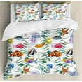 thumbnail image 3 of Jellyfish Duvet Cover Set, Tropical Coral Reef with Seaweed Algae Jellyfish Aquatic Saltwater Nemo Theme, Decorative 2 Piece Bedding Set with 1 Pillow Shams, Twin Size, Multicolor, by Ambesonne, 3 of 3