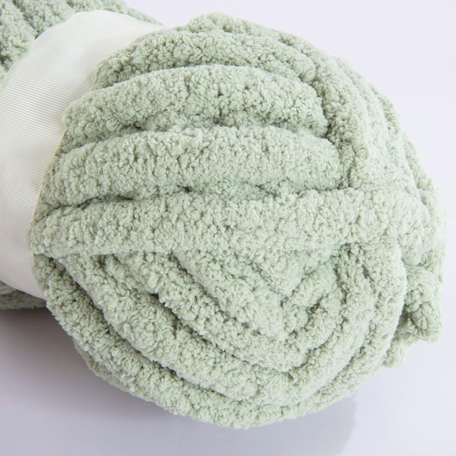 Sage Green Chunky Chenille Yarn for Crocheting, Bulky Thick Fluffy Yarn for Knitting,Super Bulky Chunky Yarn for Hand Knitting Blanket, Soft Plush Yarn, 2 Jumbo Pack (27 yds,8 oz Each Skein)