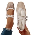 thumbnail image 6 of Aobny Mesh Shoes Women Shoes Casual Shoes Flat Shoes Wedge Wedges Shoe Beige Buckle Water-Resistant Square Toe Comfortable Shoes for Women,Size 42, 6 of 8