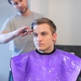 thumbnail image 4 of MasteelfCA Cape de Coiffure Courte Violette Réutilisable Imperméable pour Salon Professionnel DIY Fournitures pour Clients Maison, 4 of 7
