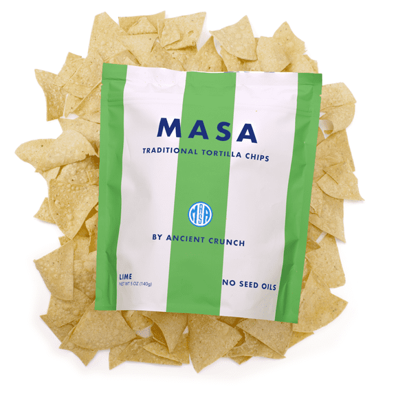 Ancient Crunch Masa Lime Chips Tortilla Gluten Free Seed Oil-Free Crunchy Corn Chips 2-Pack 5 Oz