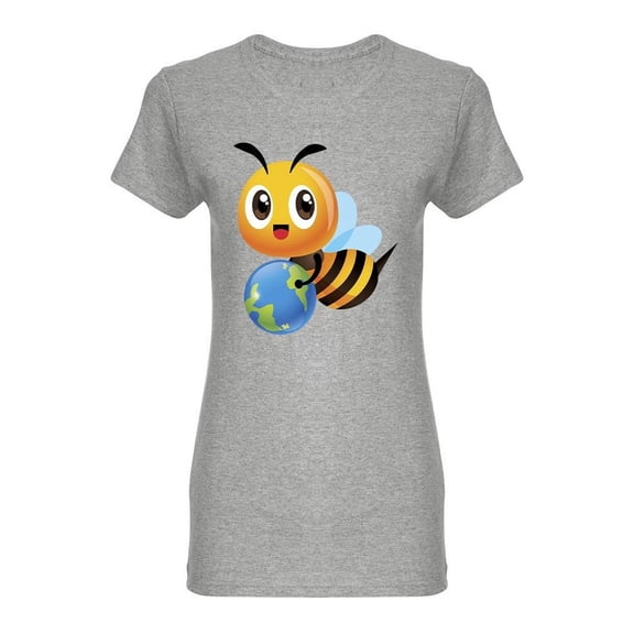 Bee And Planet Earth T-Shirt Women -Image by Shutterstock, Female x-Large