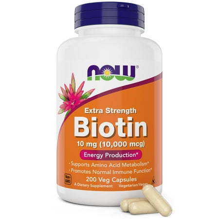 Now Foods Extra Strength Biotin 10000Mcg / 10 Mg - 200 Count - Hair, Skin, Nail - Supplement For Men And Women - B7 Vitamin - Vegetarian, Vegan, Non-Gmo