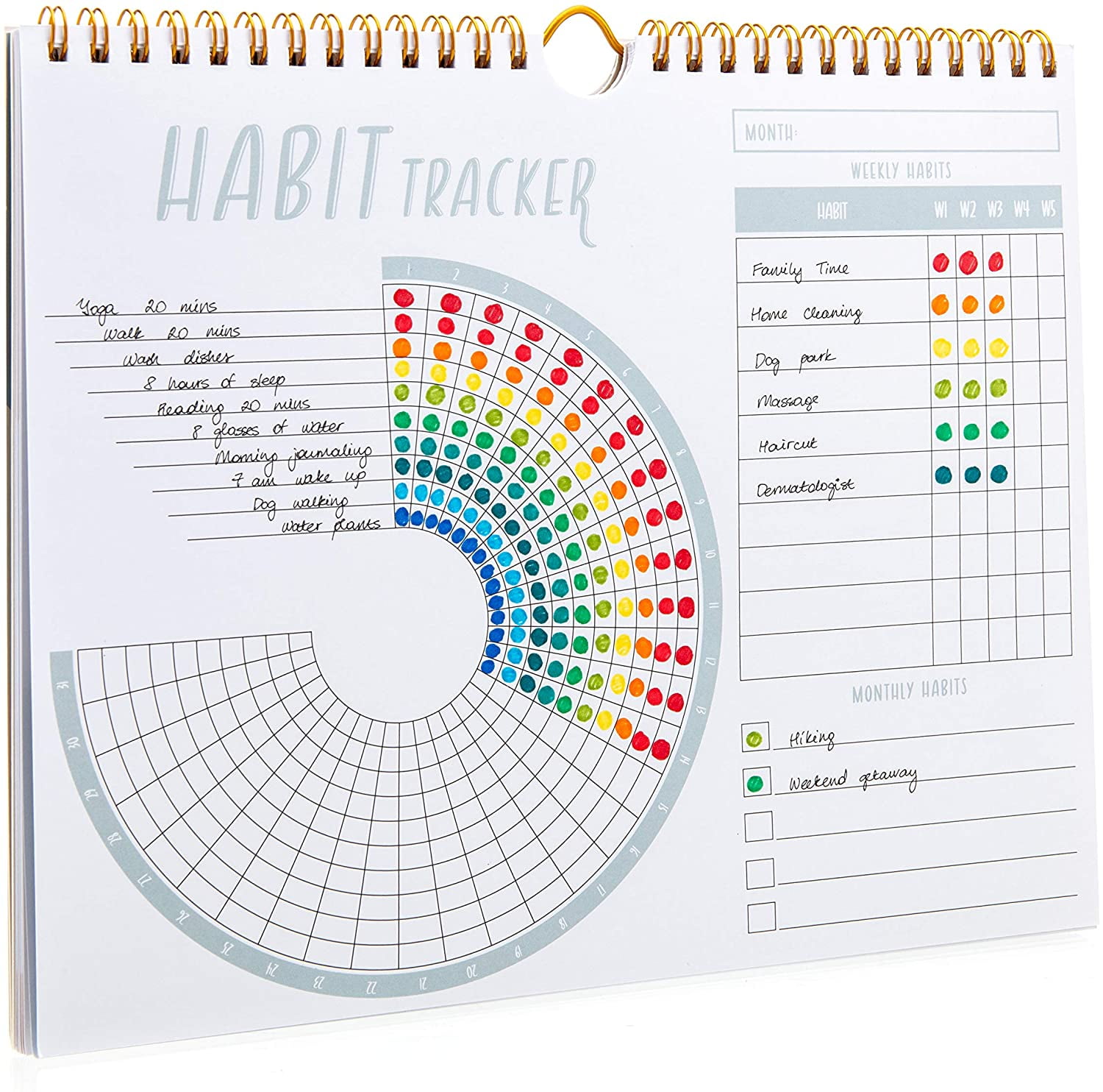 Motivational Habit Tracking Journal 8.5 x 11.8 Twin-Wire Binding Undated 12+2 Month Journal for Wide Applications with Premium Paper Habit Tracker Habit Tracker Calendar Coloful 