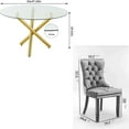 thumbnail image 2 of Sumdeal Modern 47" Round Glass Dining Table and 4 Velvet Upholstered Chair Set,Gray and Golden Leg, 2 of 6