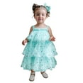 thumbnail image 2 of Huowey Girls Polka Tiered Dress Tutu Strapless Sleeveless Formal Wedding Party Gown Layered Solid Color High Waist Dresses Clothes,Blue,18-24 Months, 2 of 6