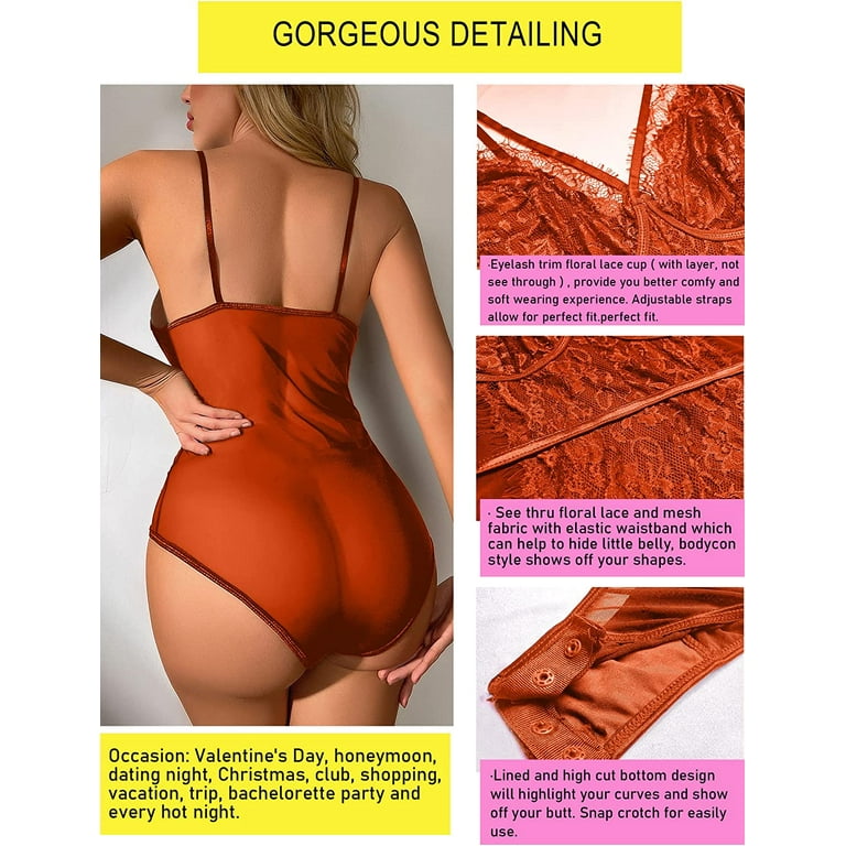 one-piece Women's Seductive Lace Mesh Bodysuit - Sexy See-Through Bodycon  Teddy for Lingerie & Underwear
