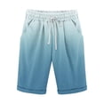 thumbnail image 5 of Sakmal Mens Shorts Bermuda Knee Length Cotton Linen Stretch 9 Inch Vacation Blue Solid Mens Shorts 3XL, 5 of 5