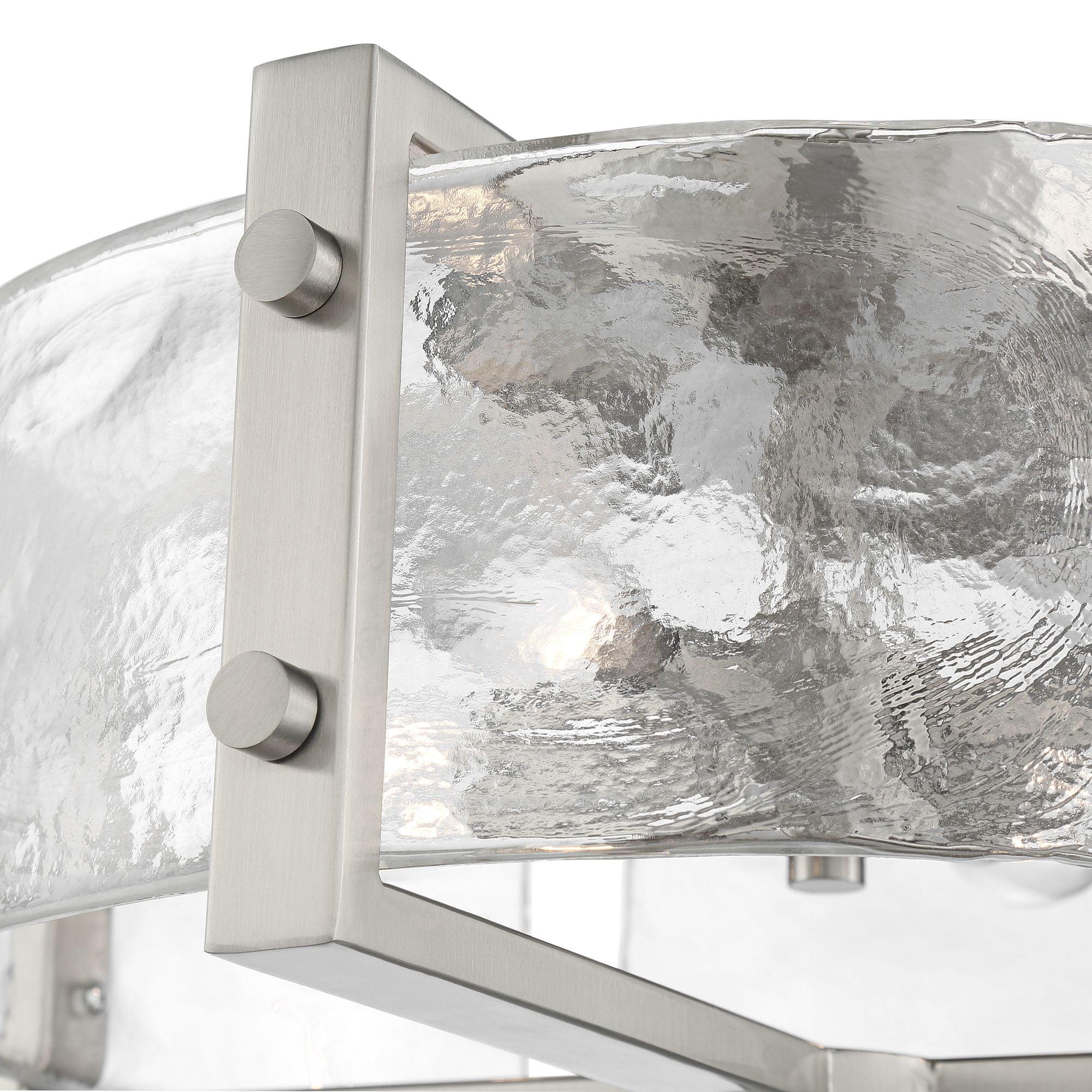 Possini Euro Design Prane Modern Industrial Ceiling Light Semi Flush Mount Fixture 17" Wide Brushed Nickel 4-Light Warped Glass for Bedroom Kitchen