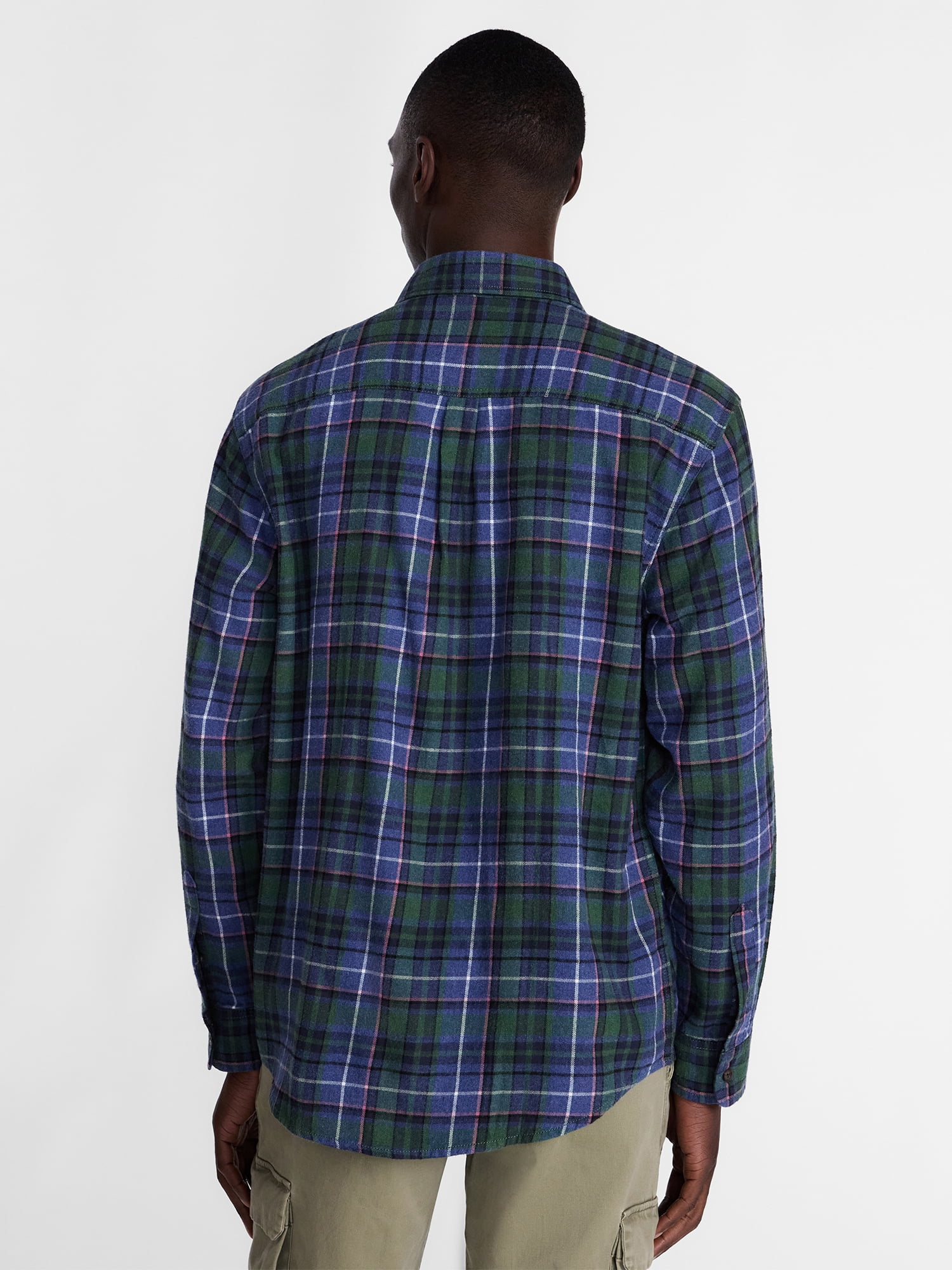 George Men's and Big Men's 100% Cotton Plaid Flannel Shirt with Long Sleeves, Sizes XS-3XL, 2XB-5XB & Tall XLT-3XLT