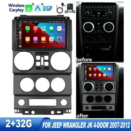 Zcargel Car Stereo Radio For Jeep Wrangler 4-Door 2007-2012 Android 13.0 GPS Navi 32G Double Din GPS Navigation Camera 9"
