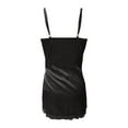 thumbnail image 5 of Xixinqiwan Women Sexy Lingerie Silk Satin Nightgown Mini Slips V Neck Negligee Chemise Sleepwear with Adjustable Straps Black XXXL, 5 of 5