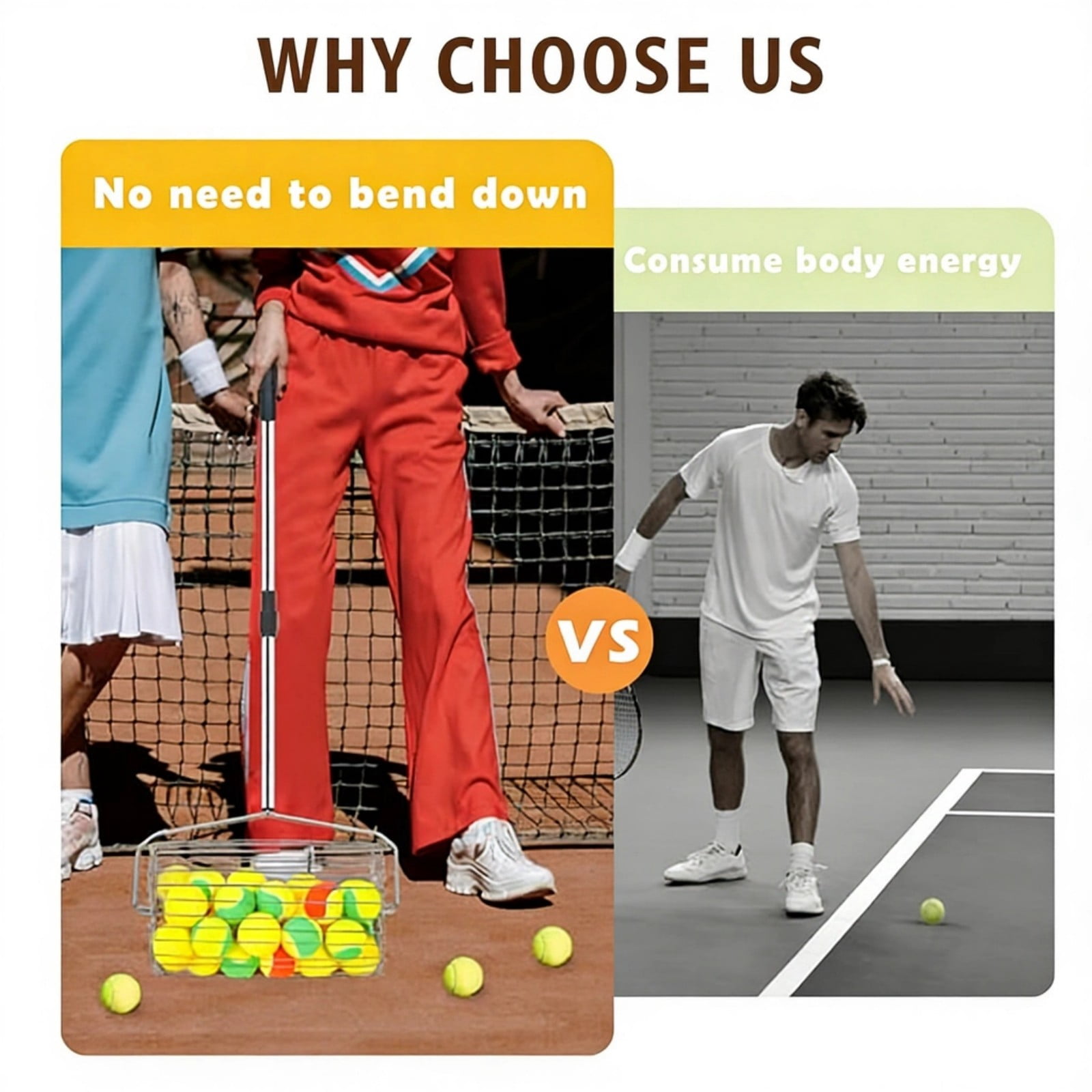 Tennis Balls Retrievers with Handle Pickleballs Pickup Hoppers Pickleballs Tennis Balls Collector Basket Pickers Upper